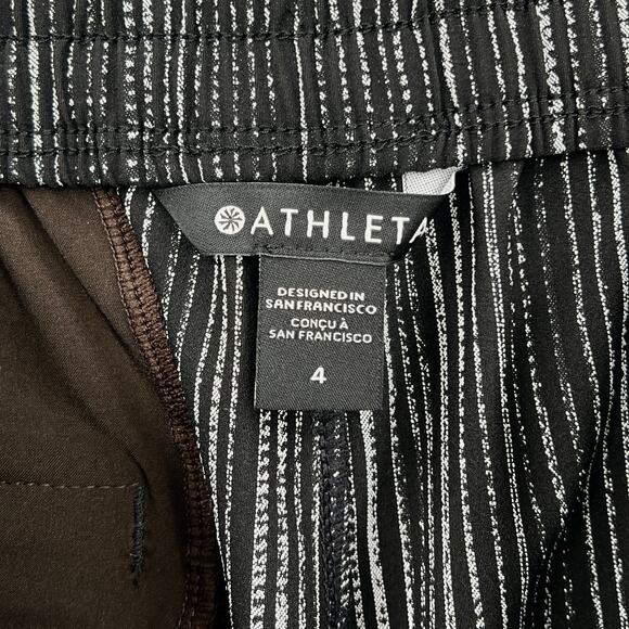 ATHLETA Arrival Pants Womens 4 Black Amara Stripe Drawstring High Rise Cropped - Picture 10 of 16